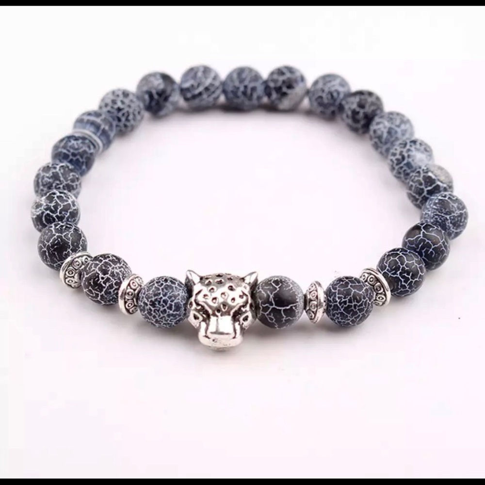 Luxury Fashion Beads Bracelet - silver Leopard